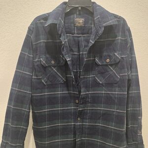 Blue Plaid Button-Up Shirt